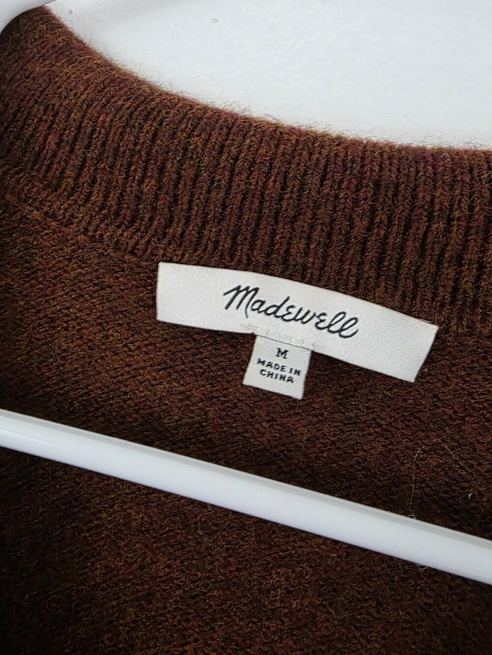 NWOT Madewell Davie Polo Sweater Crop Brown Collared Merino Wool Casual - Picture 5 of 8